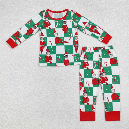 RTS NO MOQ Baby Boys Sets BLP0875 Green Christmas Shelf Bamboo Pajamas Clothes Sets