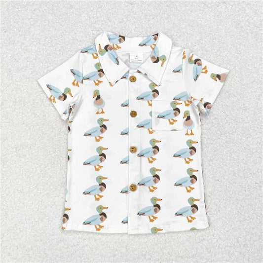 RTS NO MOQ Summer Baby Boys Shirt BT0738 Duck Buttons Short Sleeve Tee Shirts Tops