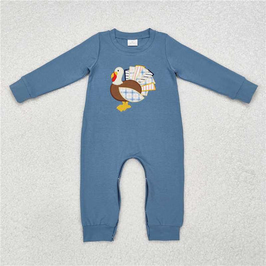 5.13 RTS NO MOQ Baby Boys Bodysuit LR1505 Thanksgiving Turkeys Long Sleeve Rompers