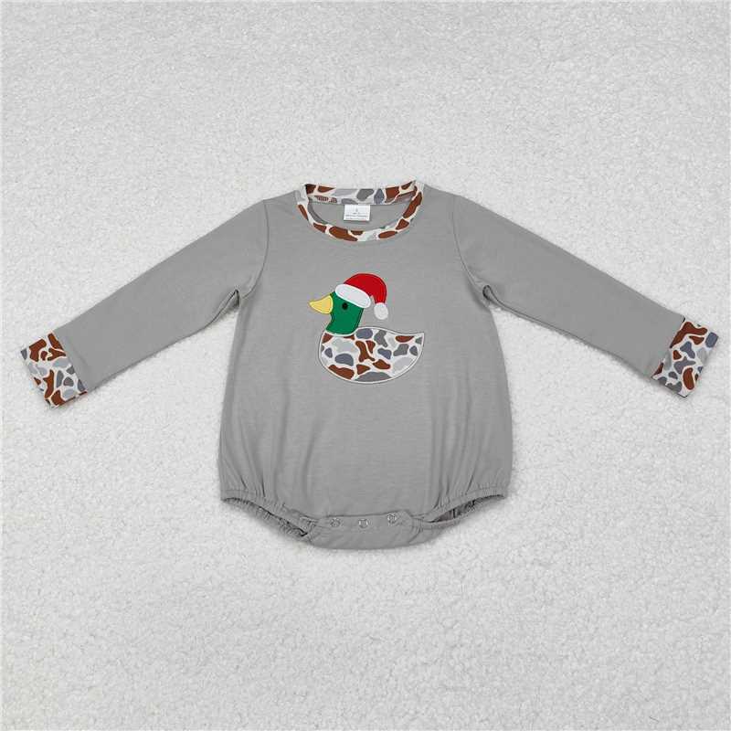 5.13 RTS NO MOQ Baby Boys Bodysuit LR1683 Christmas Grey Camo Ducks Rompers
