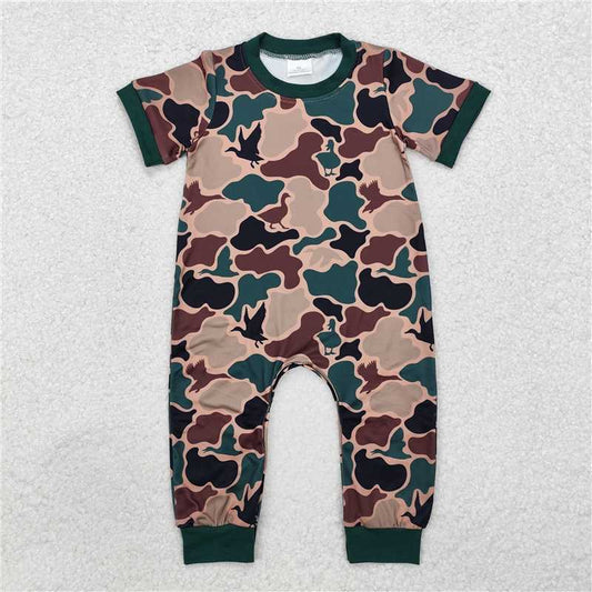 RTS NO MOQ Baby Boys Summer Bodysuit SR1816 Duck Green Camo Short Sleeve Rompers