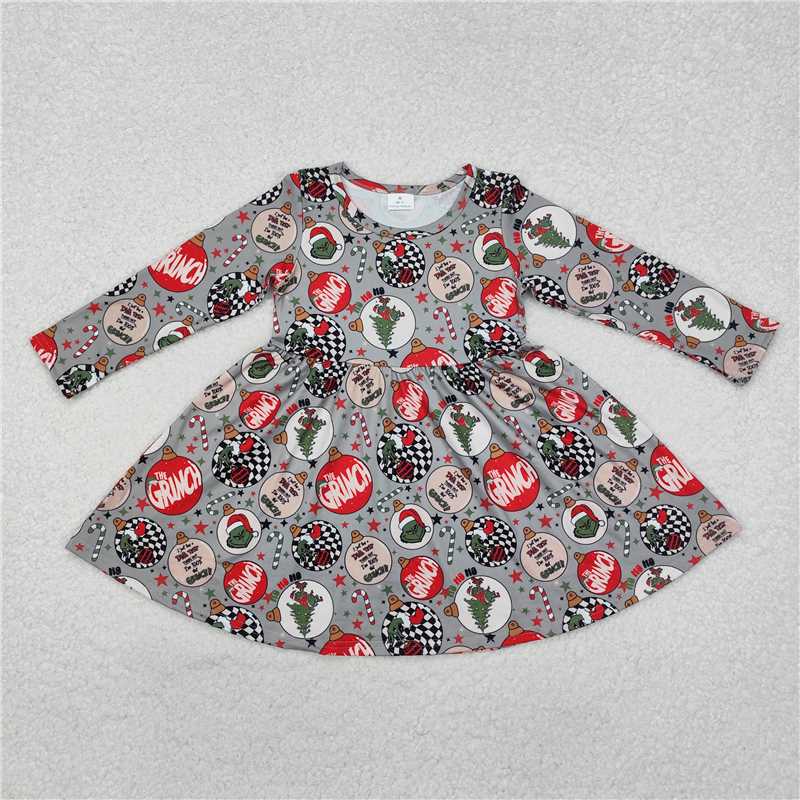 RTS NO MOQ Baby Girls Long Sleeve GLD0905 Christmas Disco Knee Length Dresses