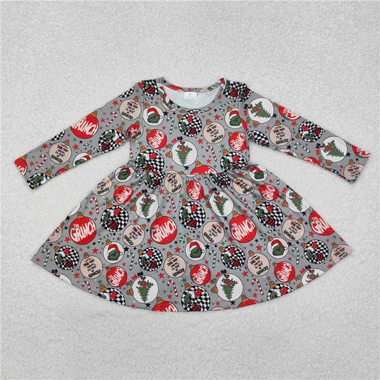 RTS NO MOQ Baby Girls Long Sleeve GLD0905 Christmas Disco Knee Length Dresses