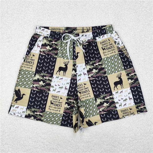RTS NO MOQ Adult Man Summer Pants S0466 Green Deers Camouflage Pockets Bottom Trunks Shorts Swimwear