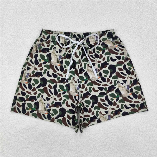 RTS NO MOQ Adult Man Summer Pants S0468 Green Duck Camouflage Pockets Bottom Trunks Shorts Swimwear