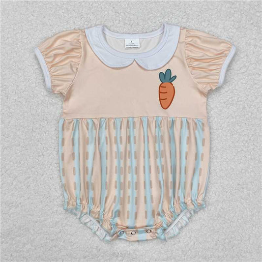 7.11 RTS NO MOQ Summer Baby Girls Bodysuit SR2225 Easter Carrot Short Sleeve Rompers