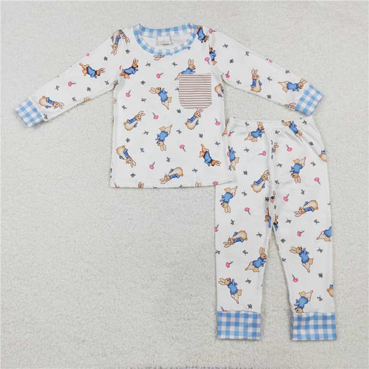 RTS NO MOQ Baby Boys Sets BLP1046 Easter Bunny Pocket Top Pants Pajamas Clothing Sets