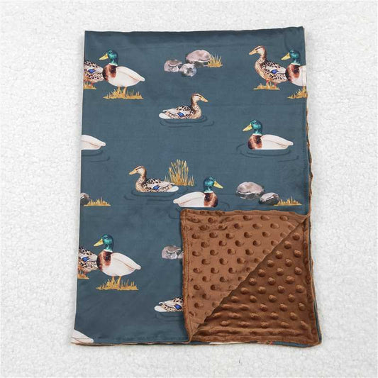 RTS NO MOQ Baby Kids Carpet BL0186 Mallard Ducks Polka Dots Brown Blankets