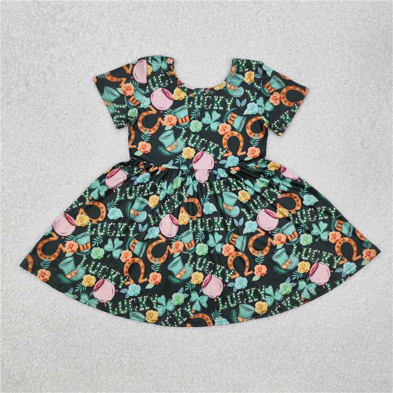 GSD1450 Baby Girls St Patrick Day Lucky Knee Length Dresses