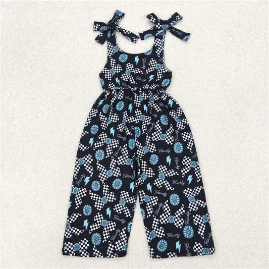 RTS NO MOQ Summer Baby Girls Bodysuit SR2466 Straps Western Turquoise Jumpsuits