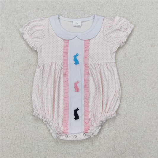 7.11 RTS NO MOQ Summer Baby Girls Bodysuit SR2545 Easter Rabbits Polka Dots Rompers