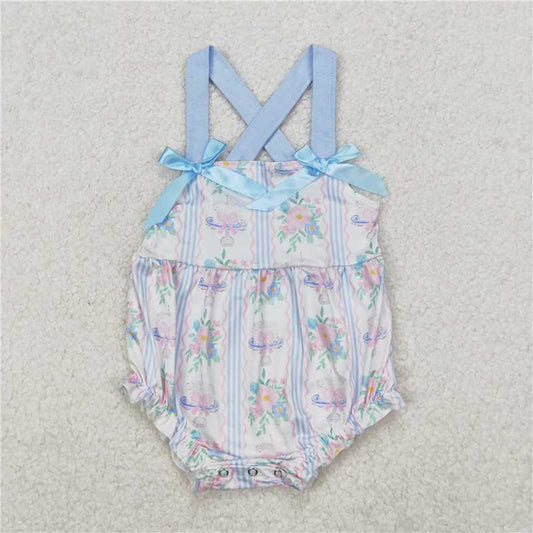 RTS NO MOQ Baby Girls Summer Bodysuit SR2698 Flowers Cakes Straps Bows Rompers