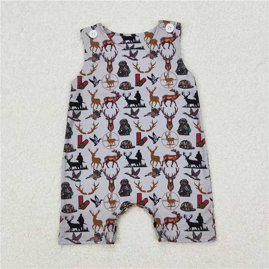 RTS NO MOQ Baby Boys Summer Bodysuit SR2539 Sleeveless Deer Duck Dog Camo Hunting Rompers
