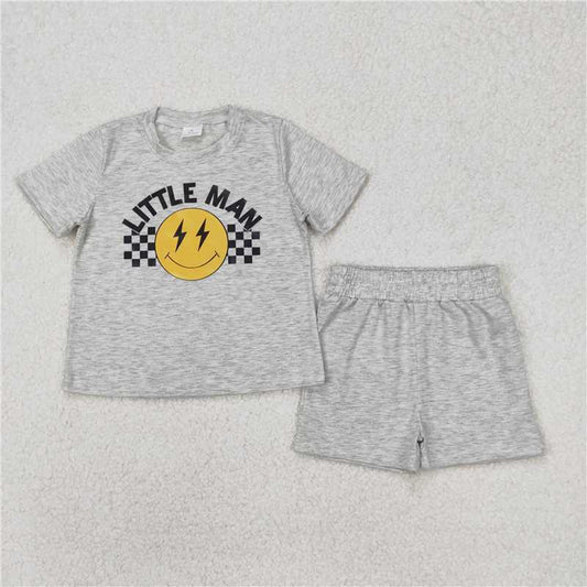 RTS NO MOQ Baby Boys kids Summer sets BSSO1303 Lightning Grey Short Sleeve Shorts Set