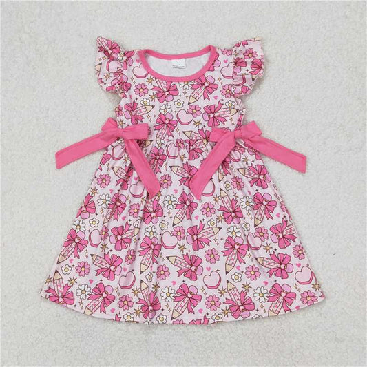 RTS NO MOQ Baby Girls Summer Skirt GSD1820 Pencile Bow Back To School Bows Knee Length Dresses