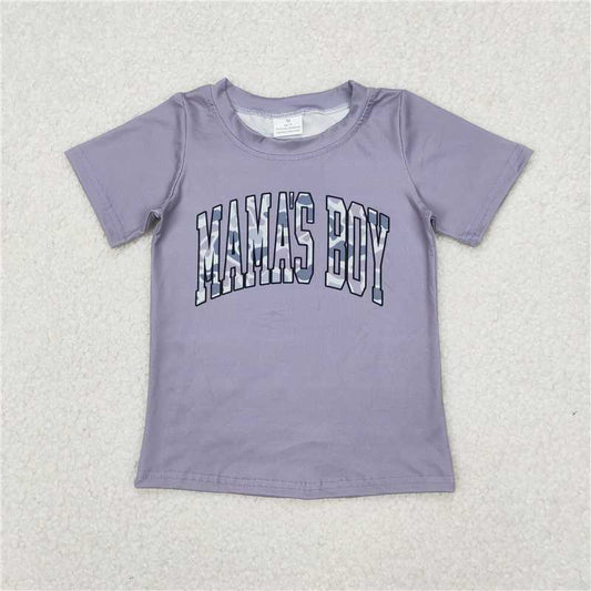 RTS NO MOQ Summer Baby Boys Shirt BT1187 Grey Mama's Boy Camouflage Short Sleeve Tee Shirts Tops