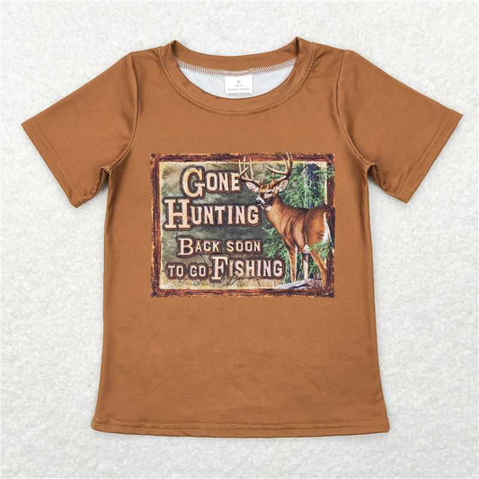 5.21  RTS NO MOQ Summer Baby Boys Shirt BT0424 Brown Hunting Short Sleeve Fishing Tee Shirts Tops