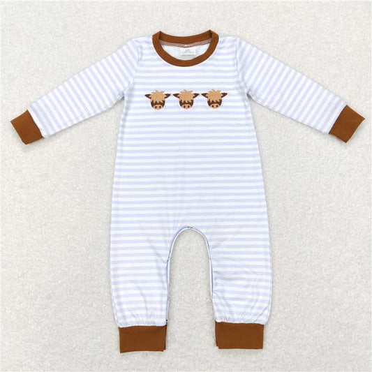 7.7 RTS NO MOQ Baby Boys Bodysuit LR0723 Highland Cow Western Long Sleeve Rompers