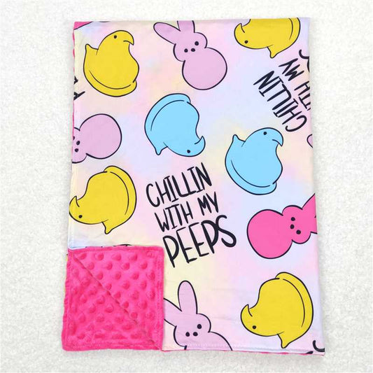 RTS NO MOQ Baby Kids Carpet BL0093 Easter Hot Pink Rabbits Blankets