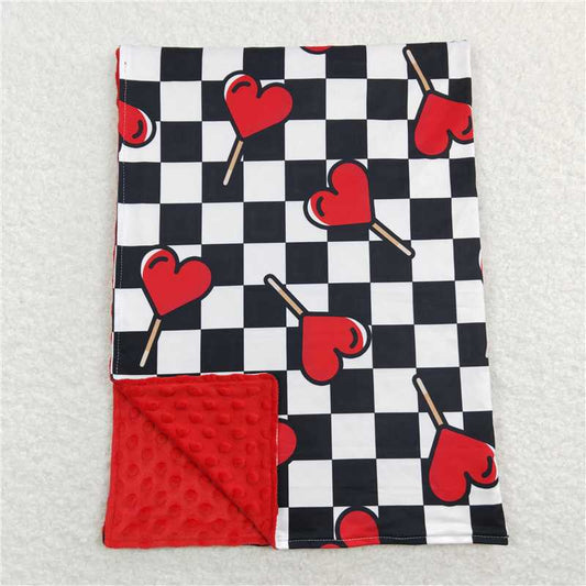 RTS NO MOQ Baby Kids Carpet BL0113 Black Checkered Hearts Valentines Blankets