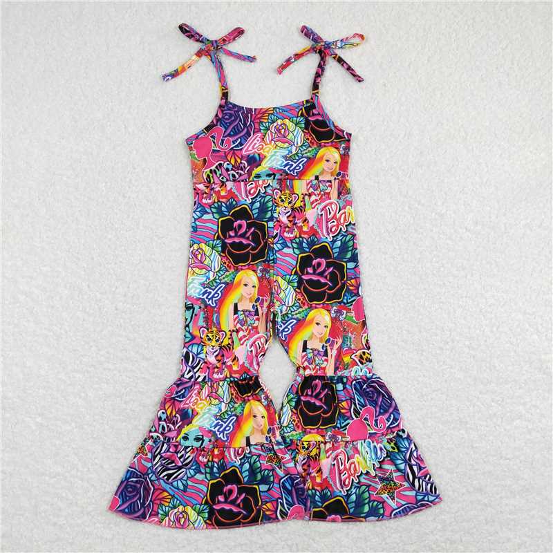RTS NO MOQ Summer Baby Girls Bodysuit SR0886 Colorful Tiger Straps Bell Pants Jumpsuits