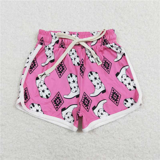6.23 RTS NO MOQ Baby Girls Summer Pants SS0126 Boots Pink Western Shorts