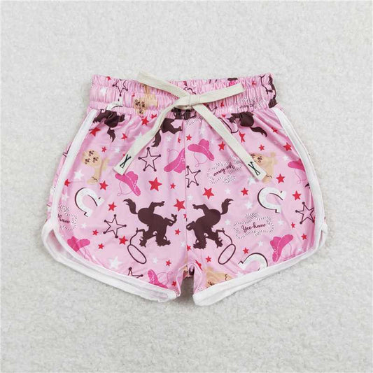 6.23 RTS NO MOQ Baby Girls Summer Pants SS0125 Rodeo Pink Western Shorts