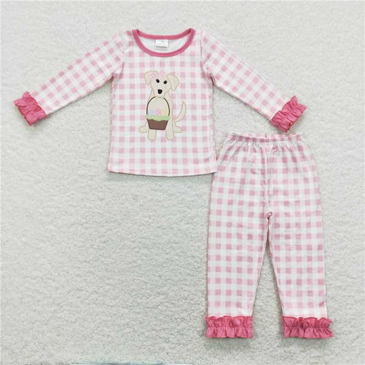 Kids Matching Easter Dog Egg Pink Pajama Set