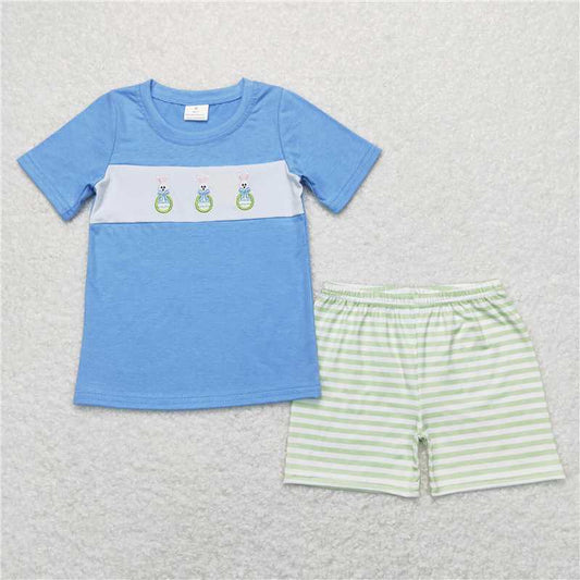 RTS NO MOQ Baby Boys kids Summer Sets BSSO0398 Easter Bunny Shirts Shorts Boutique Outfits Clothes Sets