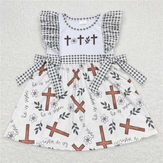 8.1 RTS NO MOQ Summer Baby Girls Dresses GSD0680 Toddler Easter Cross Knee Length Dresses