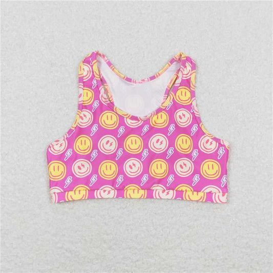 RTS NO MOQ Summer Baby Girls Short Sleeve GT0520 Pink Sleeveless Vest Crop Tops
