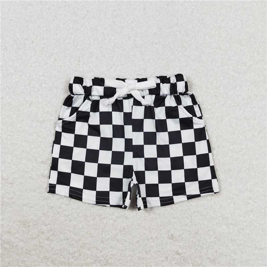 RTS NO MOQ Baby Boys Summer pants SS0273 Black Checkered Pockets Shorts