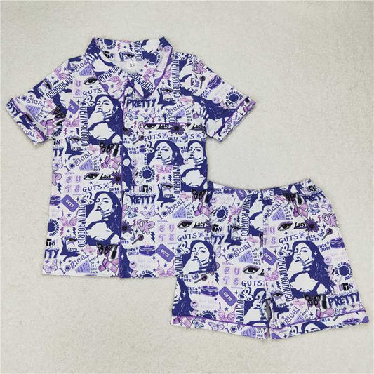 7.4 RTS NO MOQ Adult Women Summer Sets GSSO0987 Olivia Singer Buttons Shirt Shorts Pajamas Sets