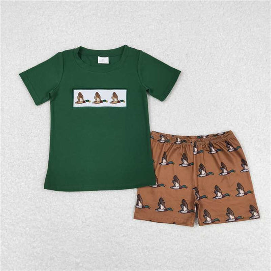 RTS NO MOQ Baby Boys kids Summer Sets BSSO0735 Ducks Green Shirt Shorts Clothes Sets