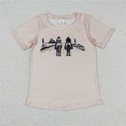 RTS NO MOQ Summer Baby Boys Shirt BT0554 Short Sleeve Cowboys Cactus Tee Shirts Tops