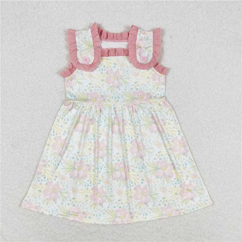 7.30 RTS NO MOQ Summer Baby Girls Dresses GSD1119 Butterfly Flowers Ruffles Knee Length Dresses