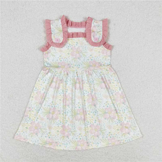 7.30 RTS NO MOQ Summer Baby Girls Dresses GSD1119 Butterfly Flowers Ruffles Knee Length Dresses