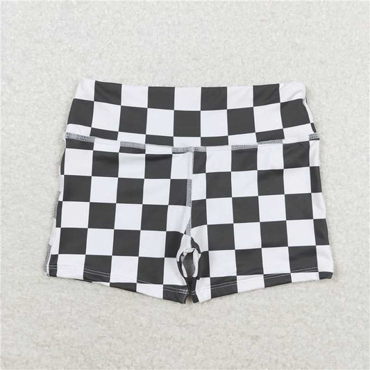 RTS NO MOQ Baby Girls Summer Pants SS0219 Black Checkered Bottoms Shorts