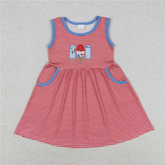 7.30 RTS NO MOQ Summer Baby Girls Dresses GSD0821 Sleeveless Popstick Knee Length Dresses