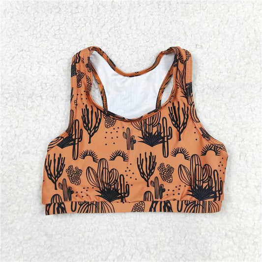 RTS NO MOQ Summer Baby Girls Short Sleeve GT0518 Cactus Brown Sleeveless Vest Crop Tops
