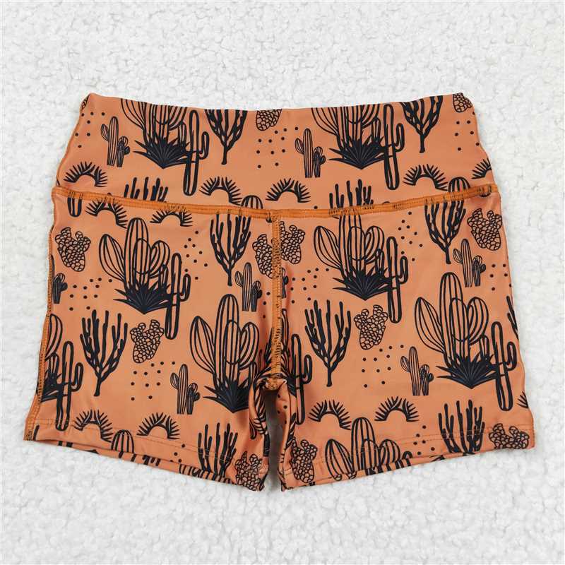 RTS NO MOQ Baby Girls Summer Pants SS0215 Brown Cactus Bottoms Shorts