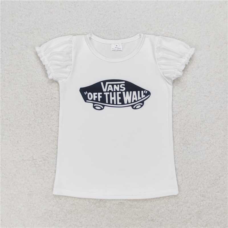 RTS NO MOQ Summer Baby Girls Short Sleeve GT0479 White Skateboard Tee Shirts Tops