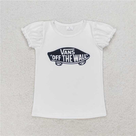 RTS NO MOQ Summer Baby Girls Short Sleeve GT0479 White Skateboard Tee Shirts Tops