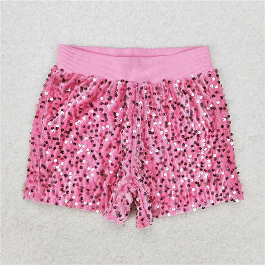 RTS NO MOQ Baby Girls Summer Pants SS0350 Pink Sequin Lining Shorts