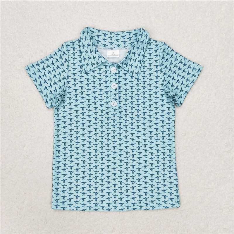 RTS NO MOQ Summer Baby Boys Shirt BT0497 Mallard Duck Short Sleeve Buttons Tee Shirts Tops