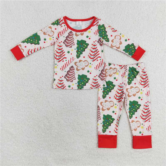 6.26 RTS NO MOQ Baby Boys Sets BLP0549 Christmas Tree Cake Shirt Pants Bamboo Pajamas Clothes Sets