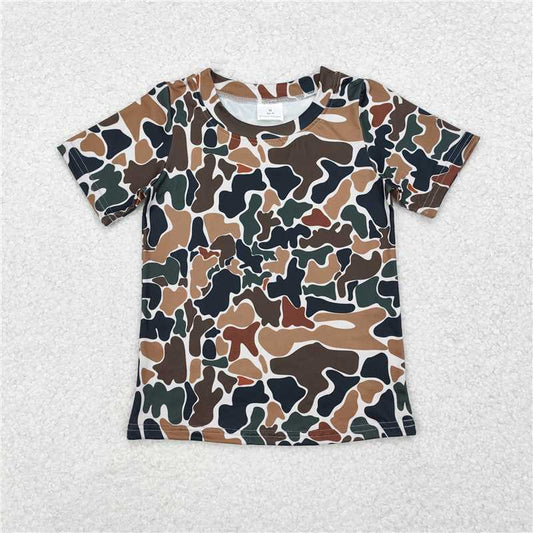 RTS NO MOQ Summer Baby Boys Shirt  BT0905 Brown Camo Short Sleeve Tee Shirts Tops
