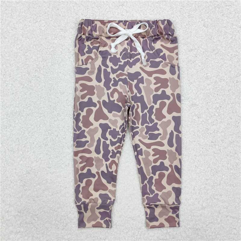 RTS NO MOQ Baby Girls Long Pants P0683 Grey Hunting Camo Bottoms Pants
