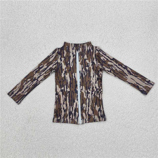 RTS NO MOQ Baby Girls Long Sleeve GT0850 Bottomland Camo Yoga Active Wear Zip Jackets Tops