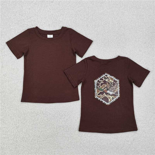 RTS NO MOQ Summer Baby Boys Shirt BT1090 Brwon Camo Duck Short Sleeve Tee Shirts Tops